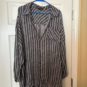 torrid Black and White Striped Button-Front Tunic